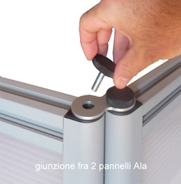 Giunzione fra 2 pannelli divisori Ala