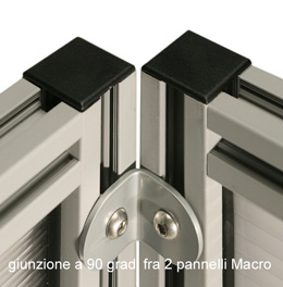 Giunzione a 90° fra 2 pannelli divisori Macro